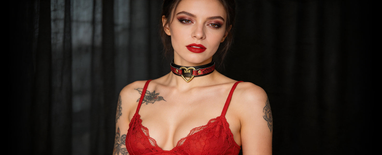 The "LOVE" Cage: DALUSE Double Layer Snakeskin Choker