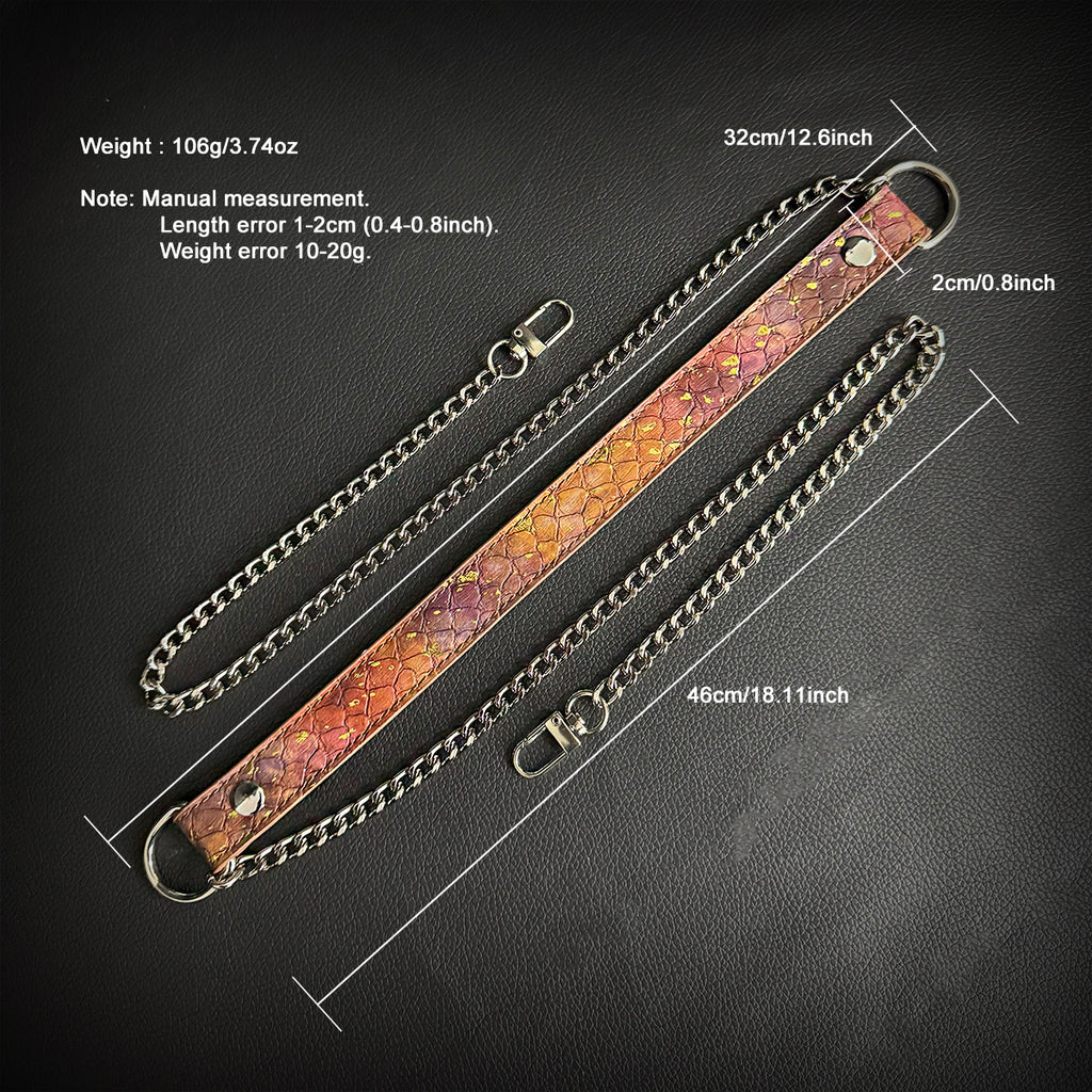 Daluse Gold Speckled Purple Orange Snake Leather Adjustable Chain Choker Collar Necklace And Snake Pattern Cuff Bracelets Combination