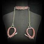 Daluse Snake Pattern Leather Adjustable Silver Chain Choker Collar Necklace and Cuff Bracelet Combination Set