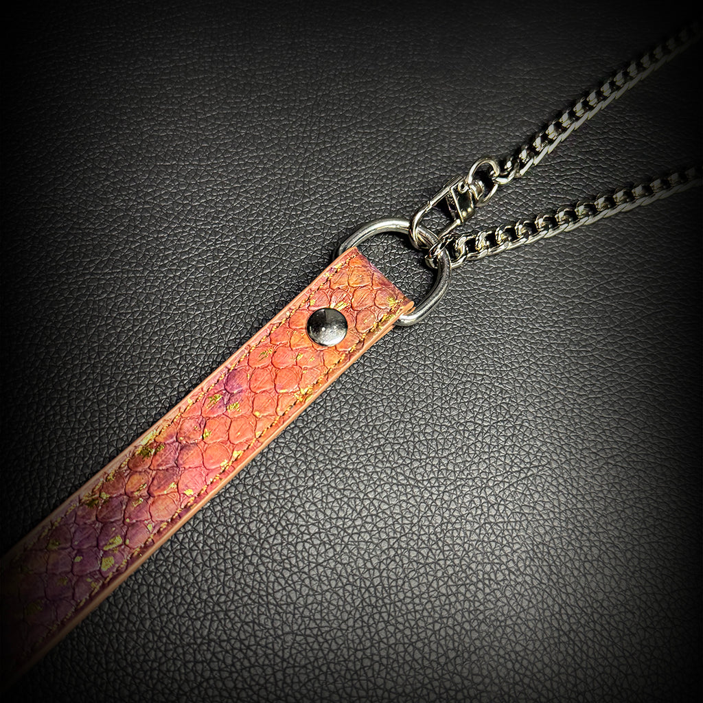 Daluse Gold Spotted Purple Orange Snake Pattern Leather Collar Single Titanium Steel Chain Versatile Fashion Choker Necklace