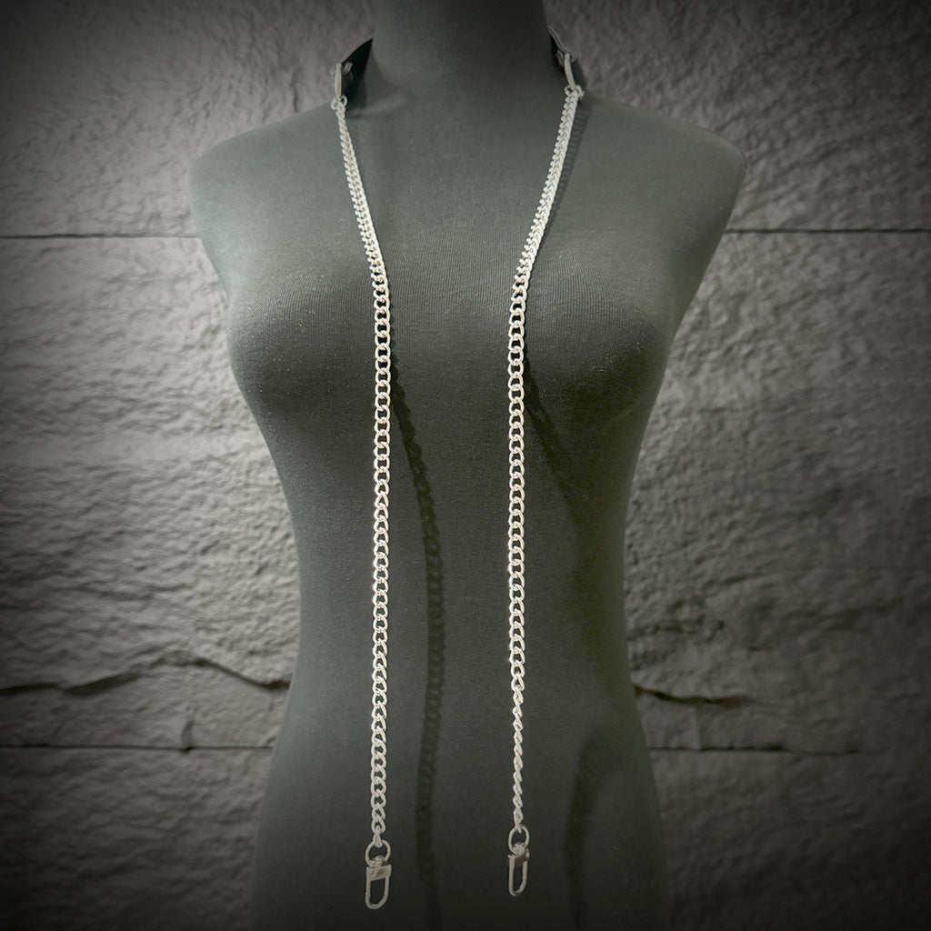 Daluse Double Titanium Steel Chain Collar Variety Fashion Leather Choker Necklace