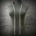 Daluse Double Titanium Steel Chain Collar Variety Fashion Leather Choker Necklace