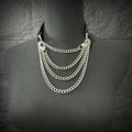Daluse Double Titanium Steel Chain Collar Variety Fashion Leather Choker Necklace