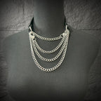 Daluse Double Titanium Steel Chain Collar Variety Fashion Leather Choker Necklace