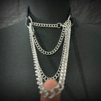 Daluse Double Titanium Steel Chain Collar Variety Fashion Leather Choker Necklace