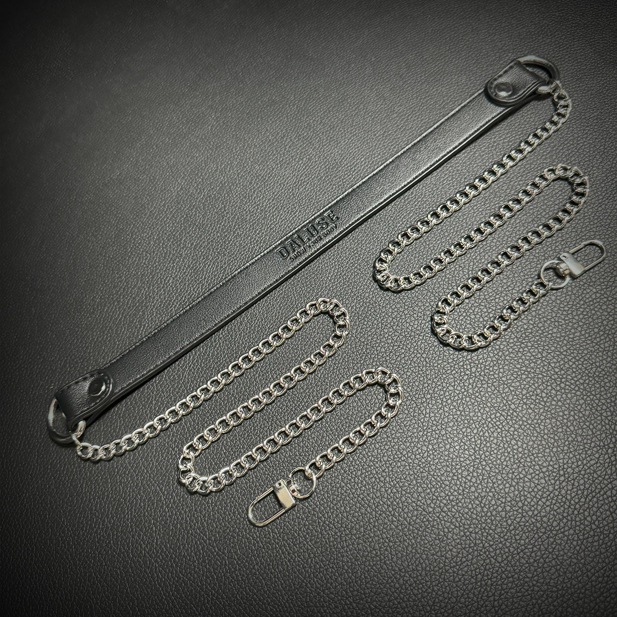 Daluse Double Titanium Steel Chain Collar Variety Fashion Leather Choker Necklace