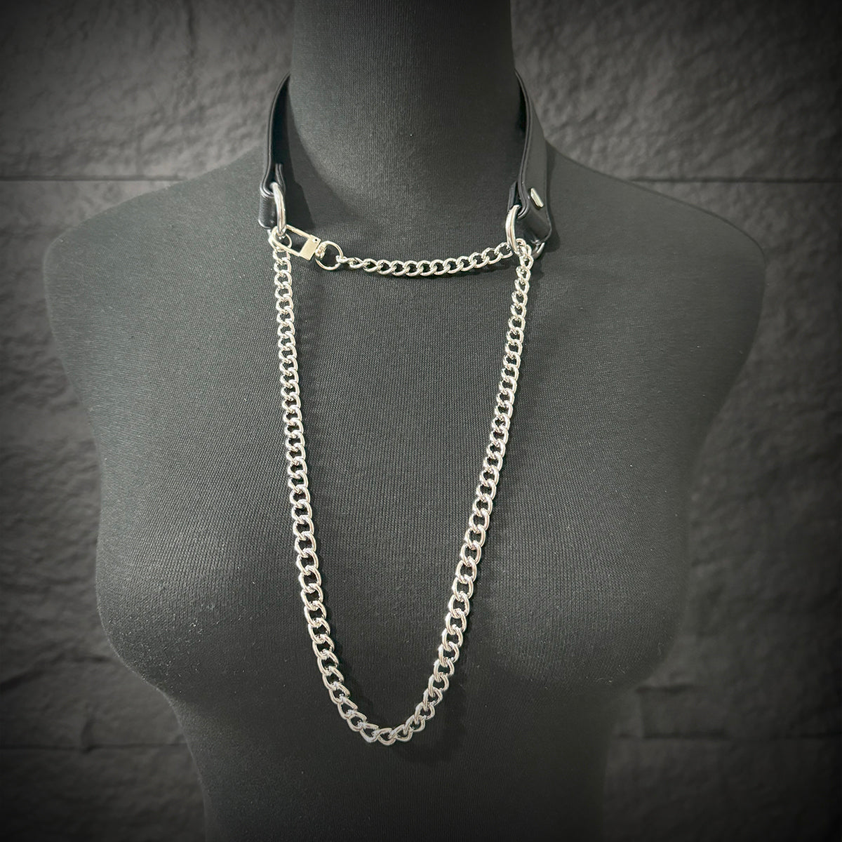 Daluse Single Titanium Steel Chain Collar Versatile Fashion Leather Choker Necklace