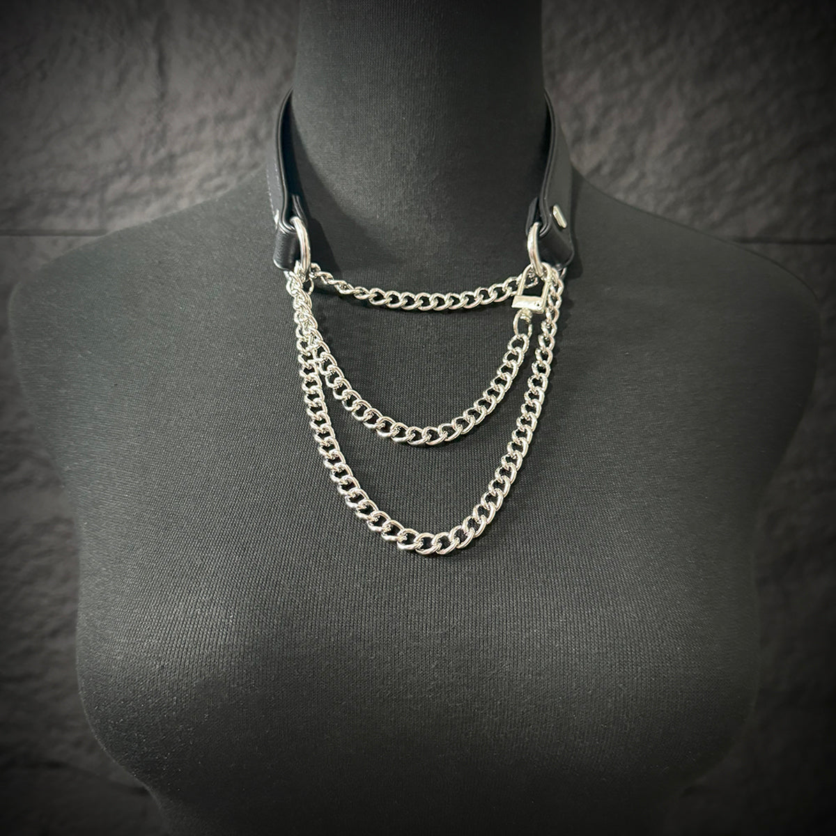 Daluse Single Titanium Steel Chain Collar Versatile Fashion Leather Choker Necklace