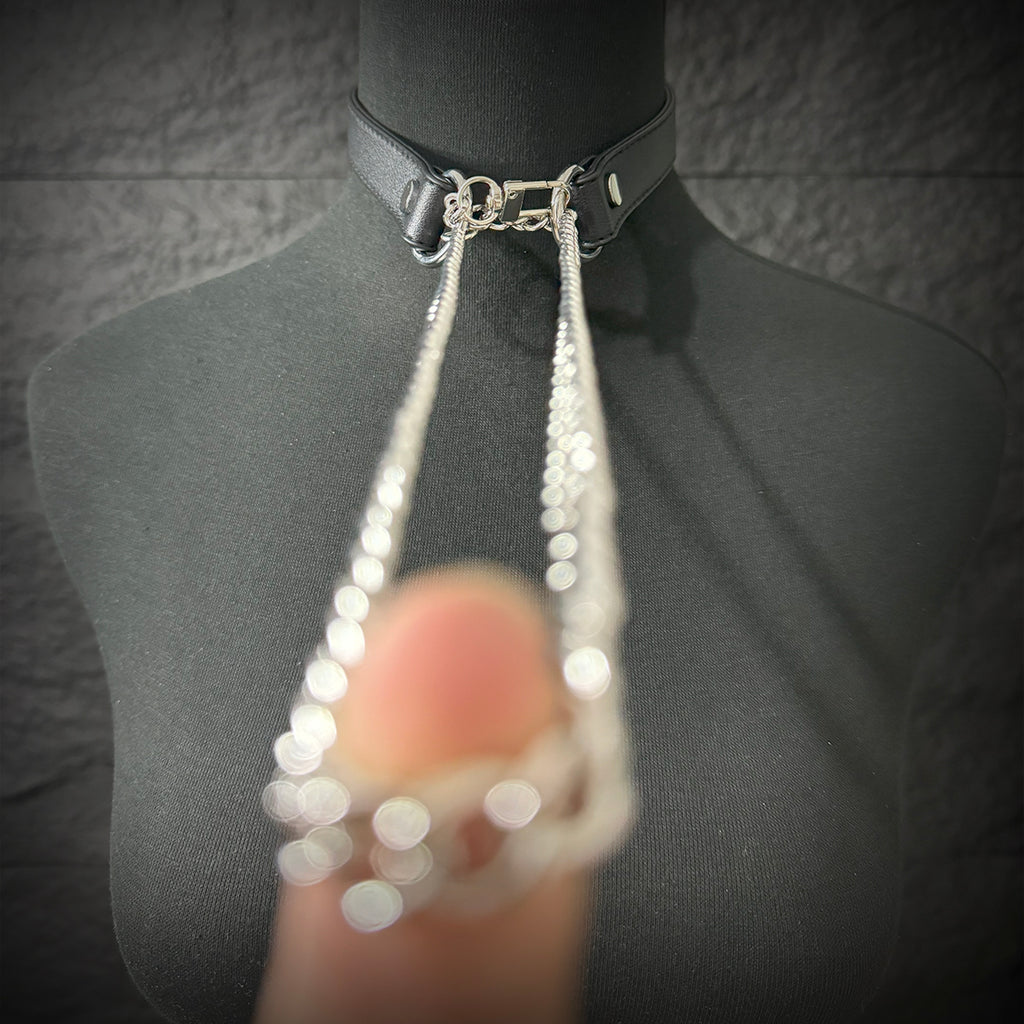Daluse Single Titanium Steel Chain Collar Versatile Fashion Leather Choker Necklace