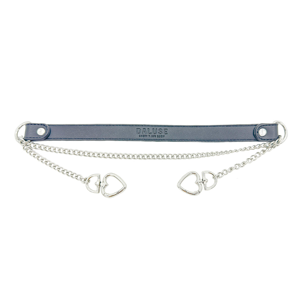 Daluse Double Heart Shaped Collar Buckle Titanium Steel Chain Choker Necklace
