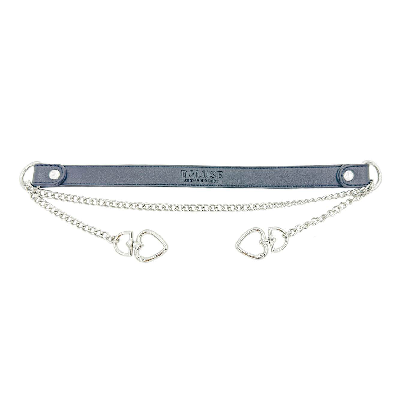 Daluse Double Heart Shaped Collar Buckle Titanium Steel Chain Choker Necklace