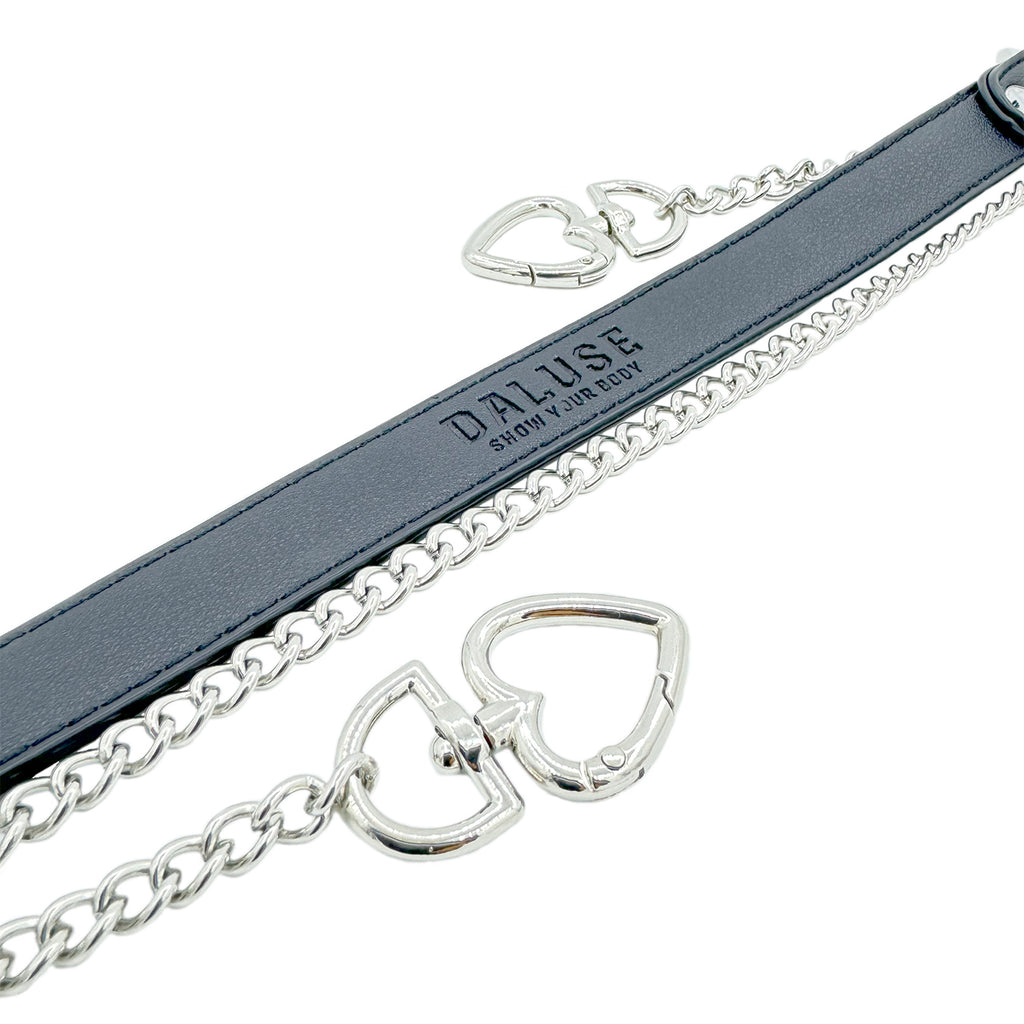 Daluse Double Heart Shaped Collar Buckle Titanium Steel Chain Choker Necklace