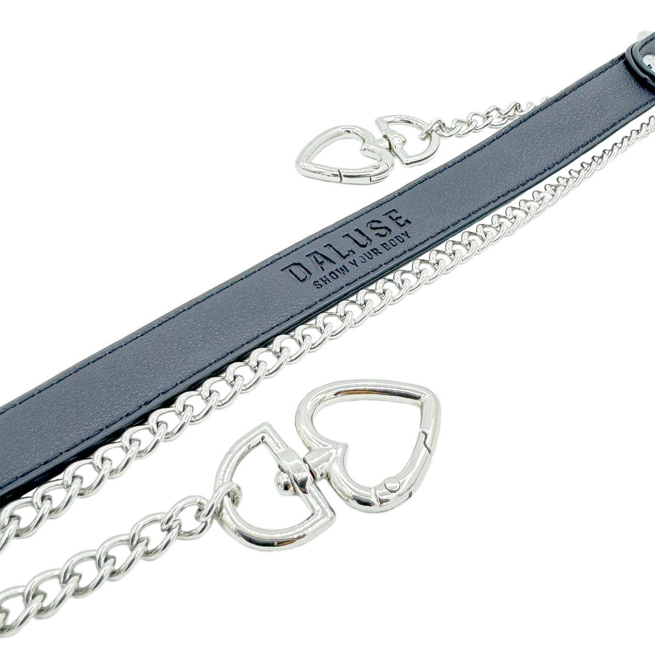 Daluse Double Heart Shaped Collar Buckle Titanium Steel Chain Choker Necklace