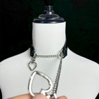 Daluse Double Heart Shaped Collar Buckle Titanium Steel Chain Choker Necklace