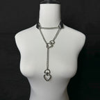 Daluse Double Heart Shaped Collar Buckle Titanium Steel Chain Choker Necklace