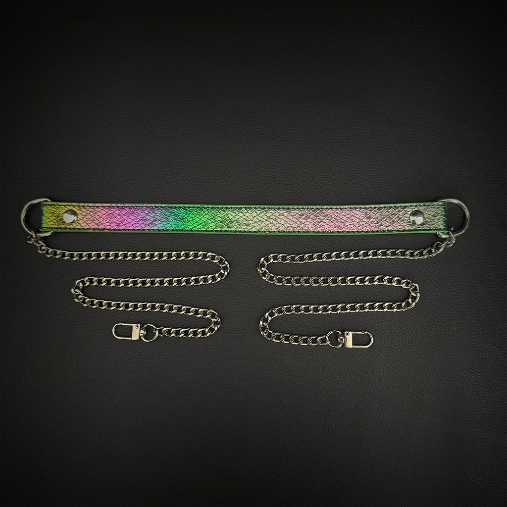 Daluse Colorful Leather Collar Double Titanium Steel Chain Versatile Fashion Choker Collar Necklace