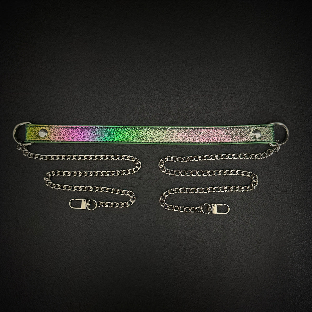 Daluse Colorful Leather Collar Double Titanium Steel Chain Versatile Fashion Choker Collar Necklace