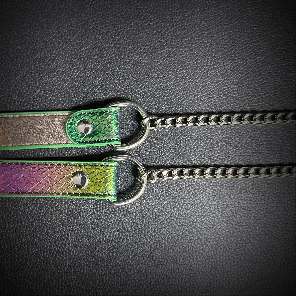 Daluse Colorful Leather Collar Double Titanium Steel Chain Versatile Fashion Choker Collar Necklace