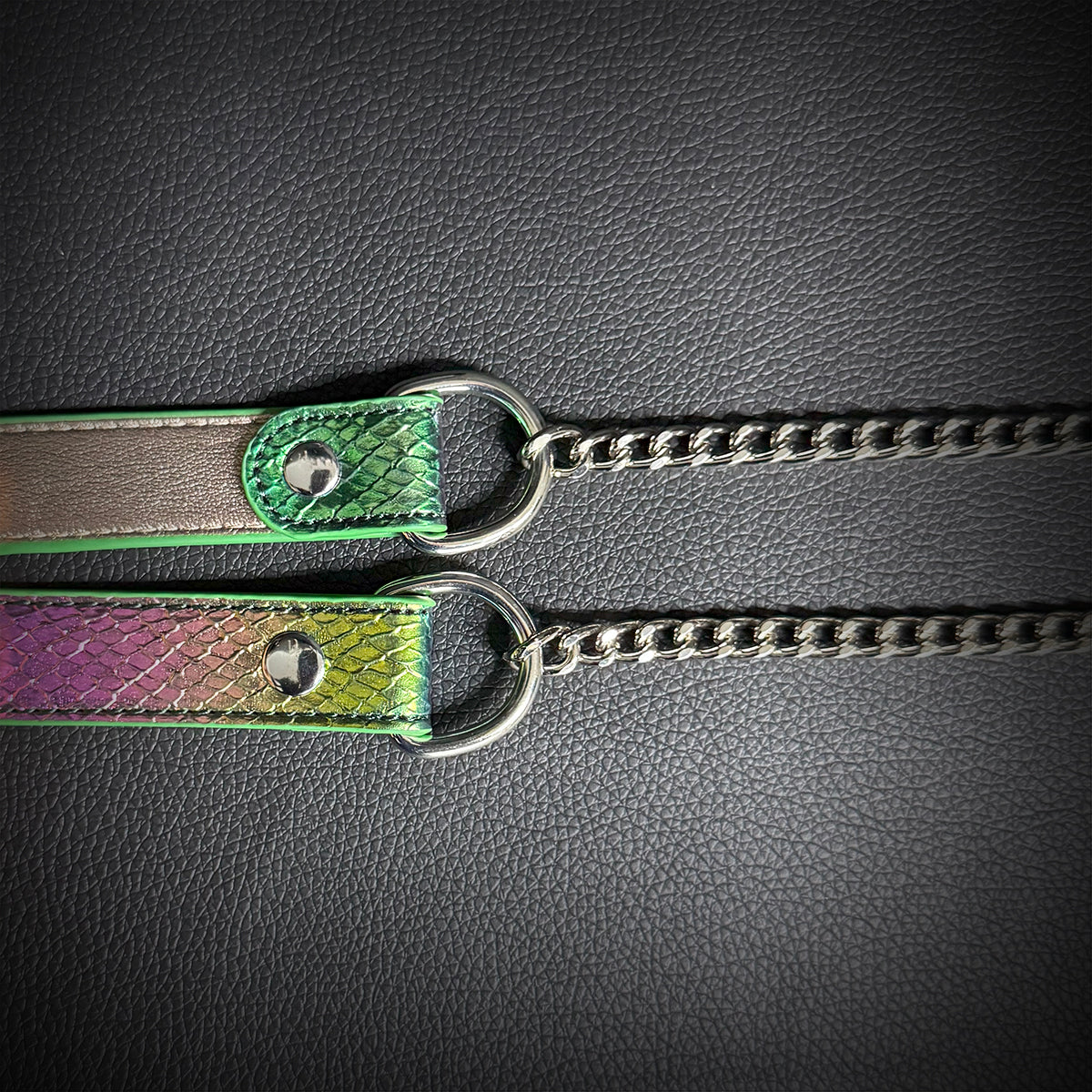 Daluse Colorful Leather Collar Double Titanium Steel Chain Versatile Fashion Choker Collar Necklace