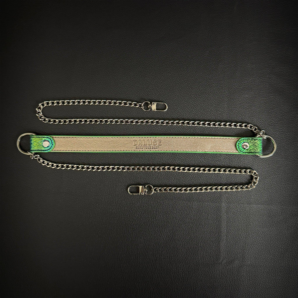 Daluse Colorful Leather Collar Double Titanium Steel Chain Versatile Fashion Choker Collar Necklace