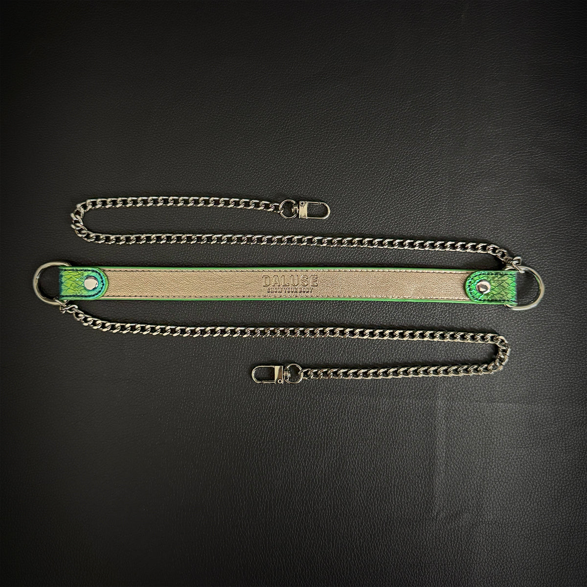 Daluse Colorful Leather Collar Double Titanium Steel Chain Versatile Fashion Choker Collar Necklace