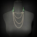 Daluse Colorful Leather Collar Double Titanium Steel Chain Versatile Fashion Choker Collar Necklace
