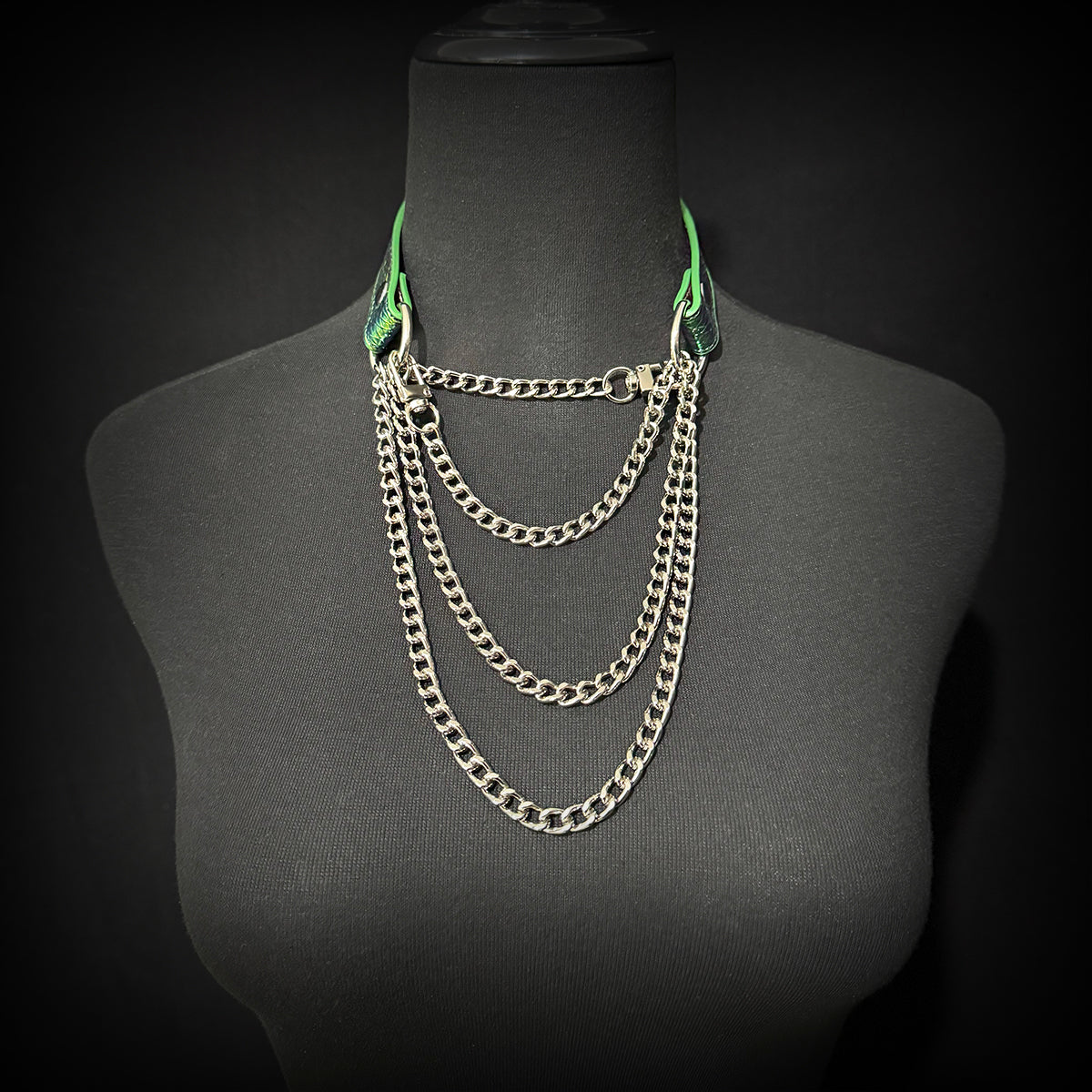 Daluse Colorful Leather Collar Double Titanium Steel Chain Versatile Fashion Choker Collar Necklace