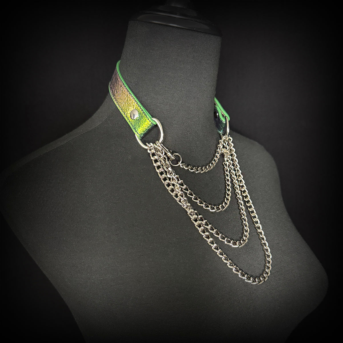 Daluse Colorful Leather Collar Double Titanium Steel Chain Versatile Fashion Choker Collar Necklace
