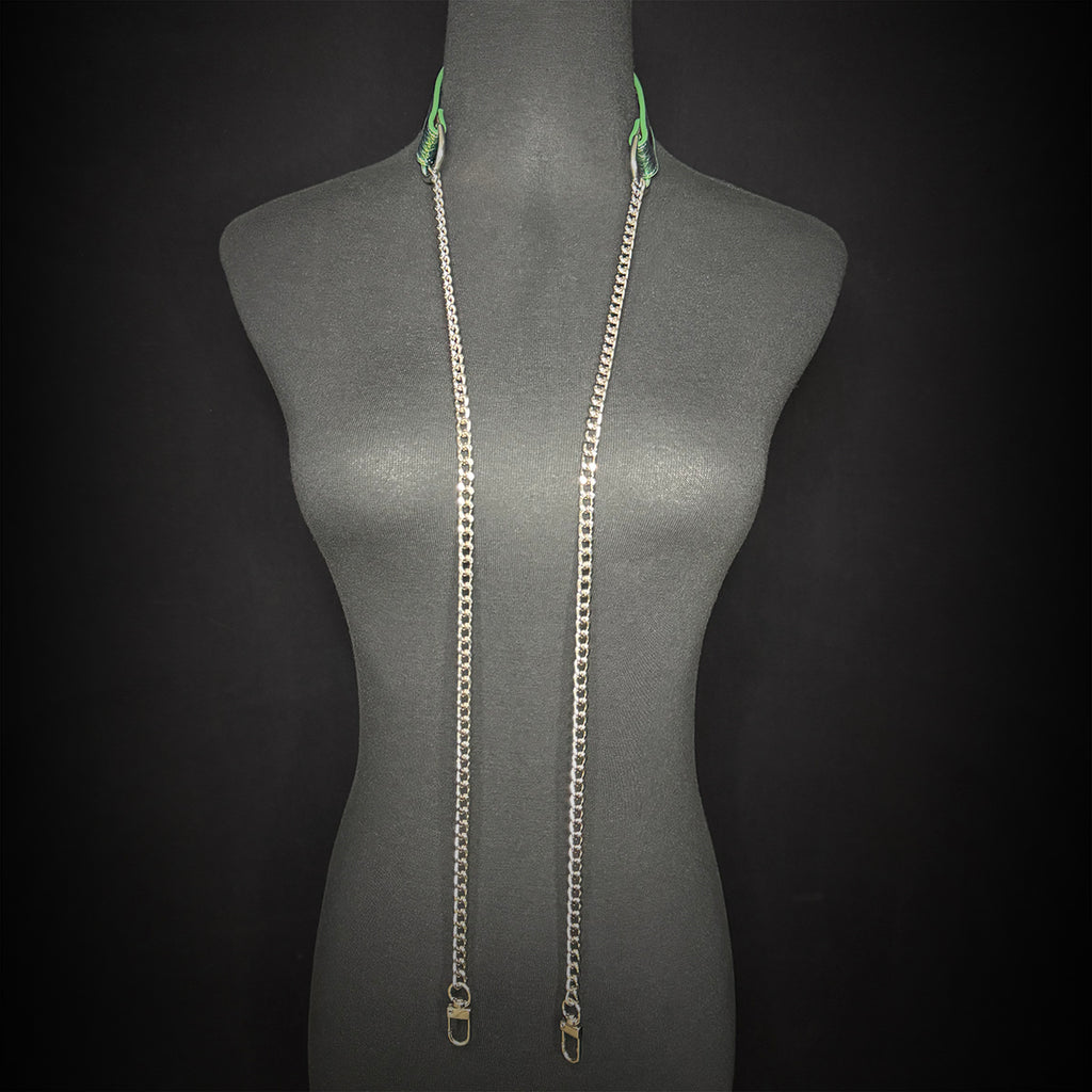 Daluse Colorful Leather Collar Double Titanium Steel Chain Versatile Fashion Choker Collar Necklace