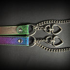 Daluse Double Heart Shaped Buckle Titanium Steel Chain Colorful Leather Choker Collar Necklace