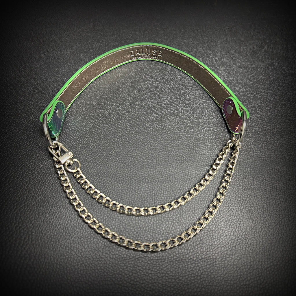 Daluse Colorful Leather Collar Single Titanium Steel Chain Versatile Fashion Choker Necklace