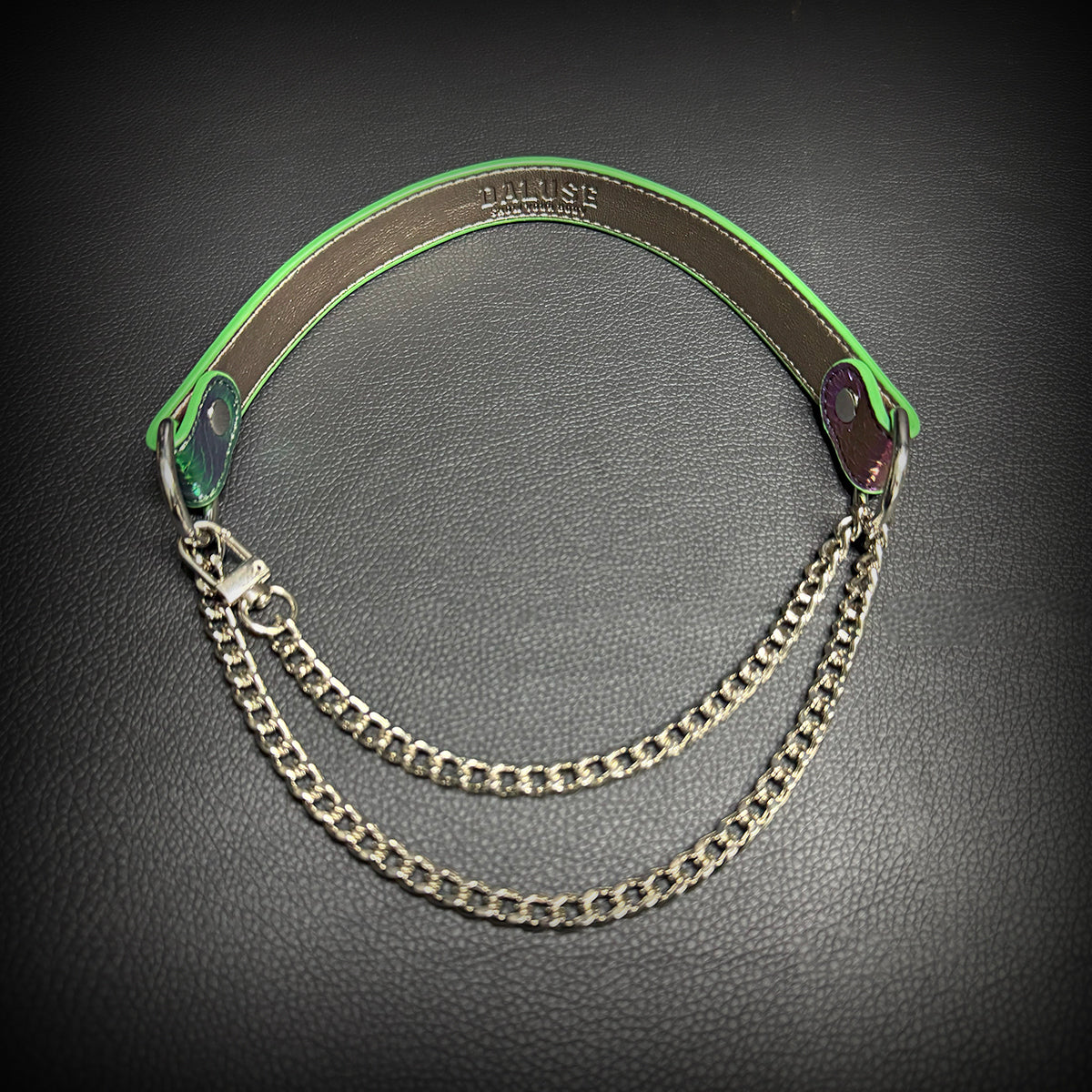 Daluse Colorful Leather Collar Single Titanium Steel Chain Versatile Fashion Choker Necklace