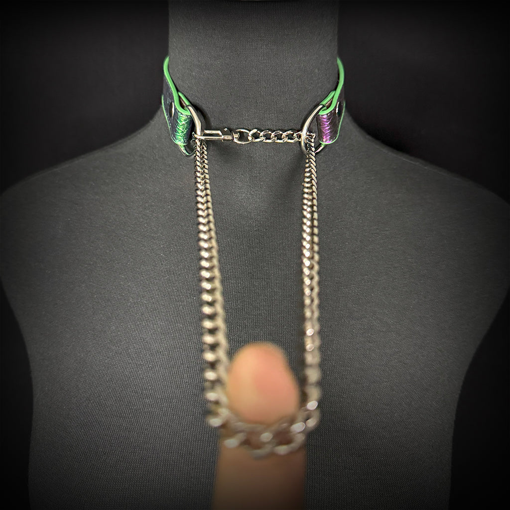 Daluse Colorful Leather Collar Single Titanium Steel Chain Versatile Fashion Choker Necklace