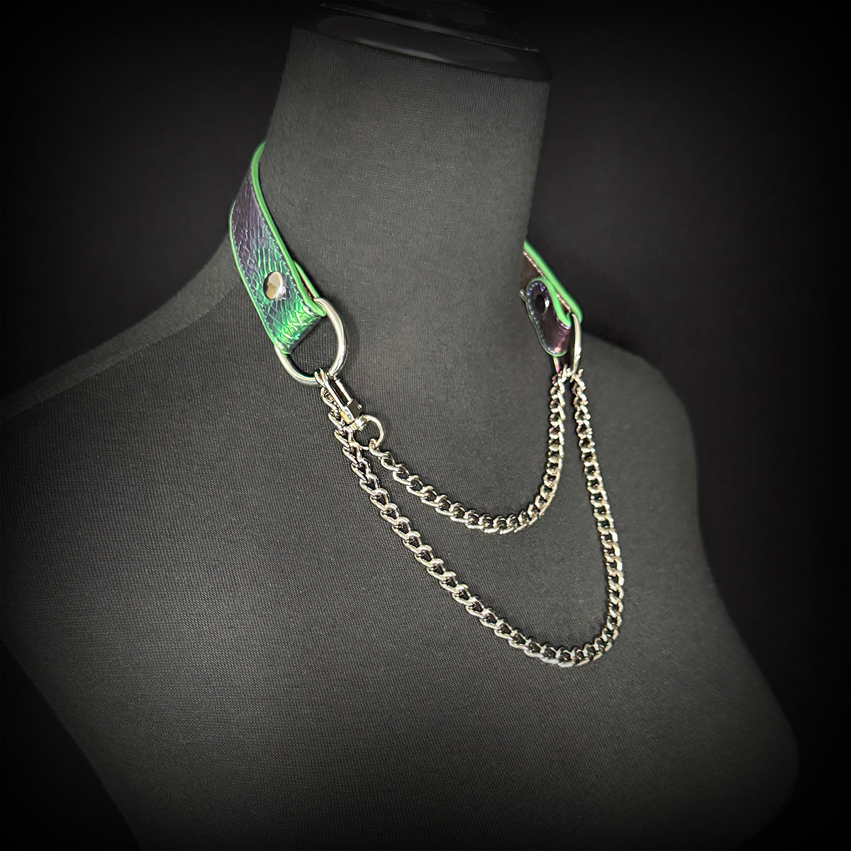 Daluse Colorful Leather Collar Single Titanium Steel Chain Versatile Fashion Choker Necklace