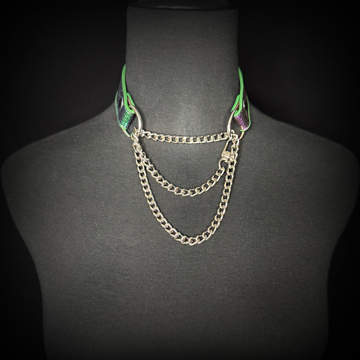 Daluse Colorful Leather Collar Single Titanium Steel Chain Versatile Fashion Choker Necklace