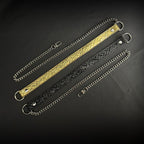 Daluse Crushed Black Gold Leather Collar Single Titanium Steel Chain Versatile Fashion Choker Necklace