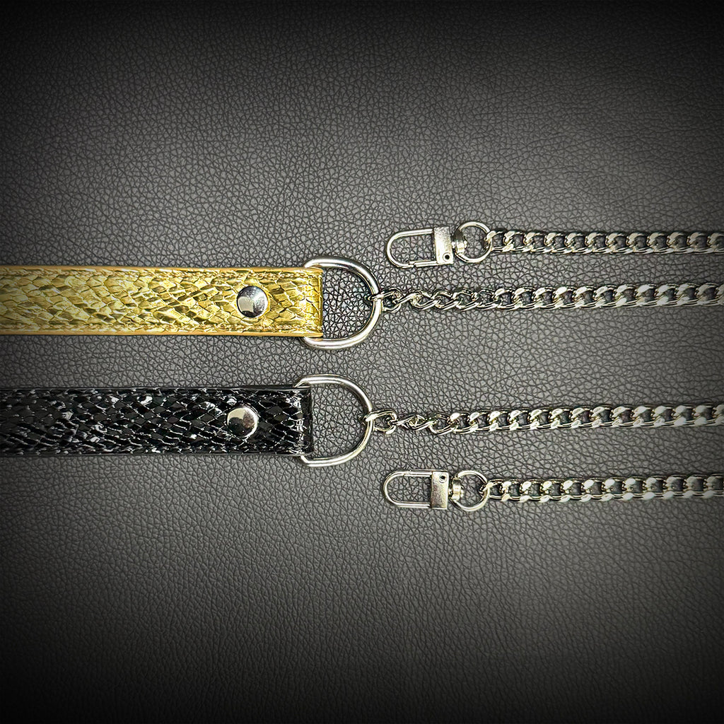 Daluse Crushed Black Gold Leather Collar Single Titanium Steel Chain Versatile Fashion Choker Necklace