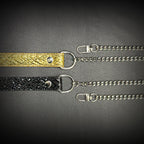 Daluse Crushed Black Gold Leather Collar Single Titanium Steel Chain Versatile Fashion Choker Necklace