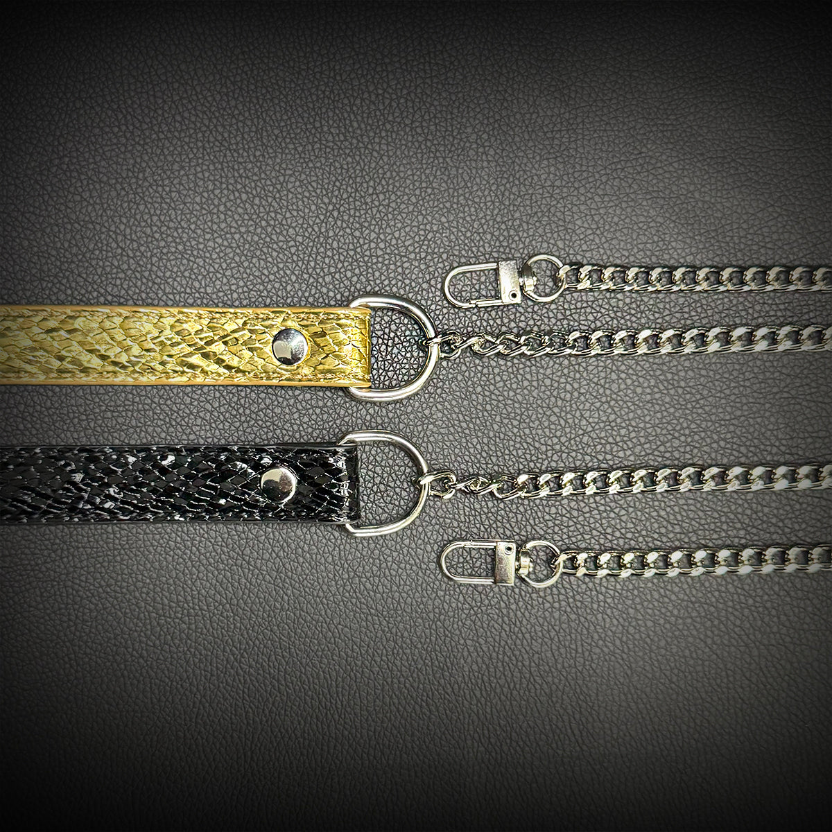 Daluse Crushed Black Gold Leather Collar Single Titanium Steel Chain Versatile Fashion Choker Necklace