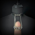 Daluse Crushed Black Gold Leather Collar Single Titanium Steel Chain Versatile Fashion Choker Necklace