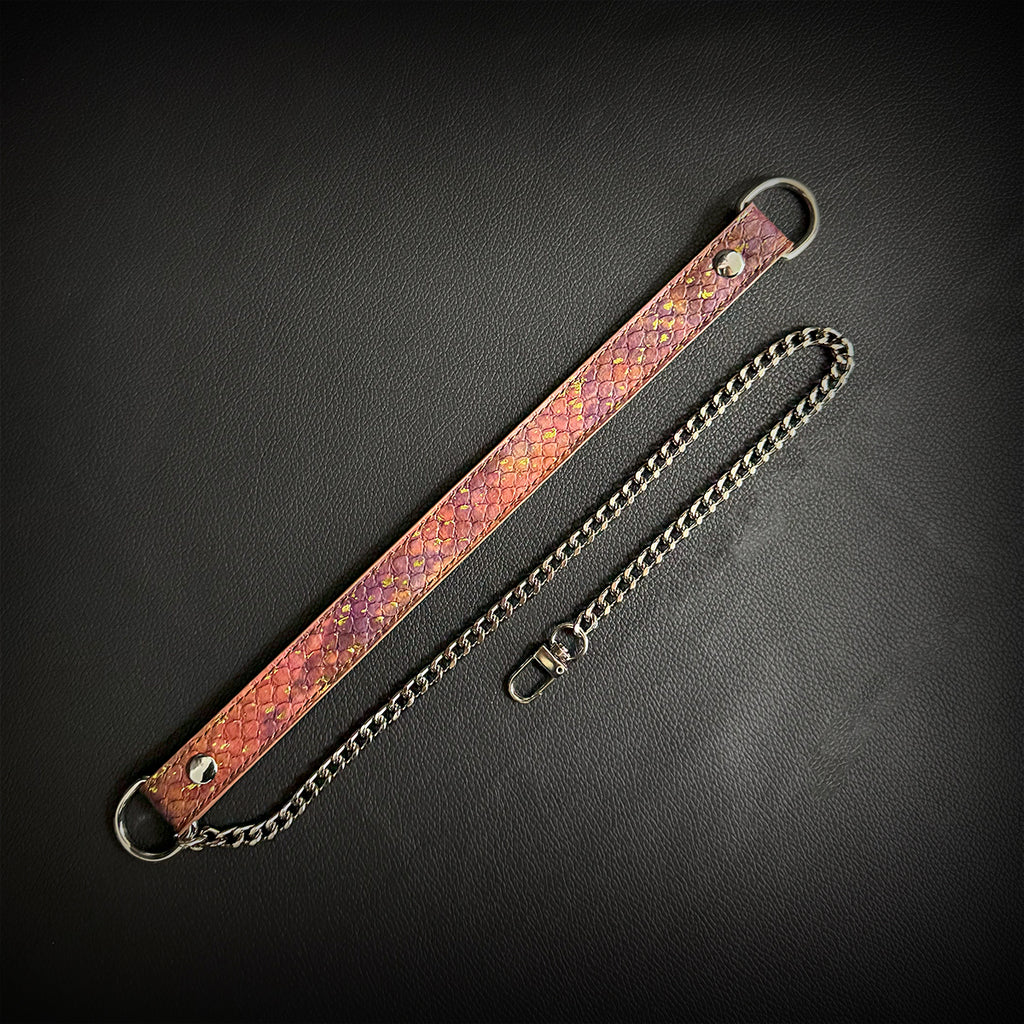 Daluse Gold Spotted Purple Orange Snake Pattern Leather Collar Single Titanium Steel Chain Versatile Fashion Choker Necklace