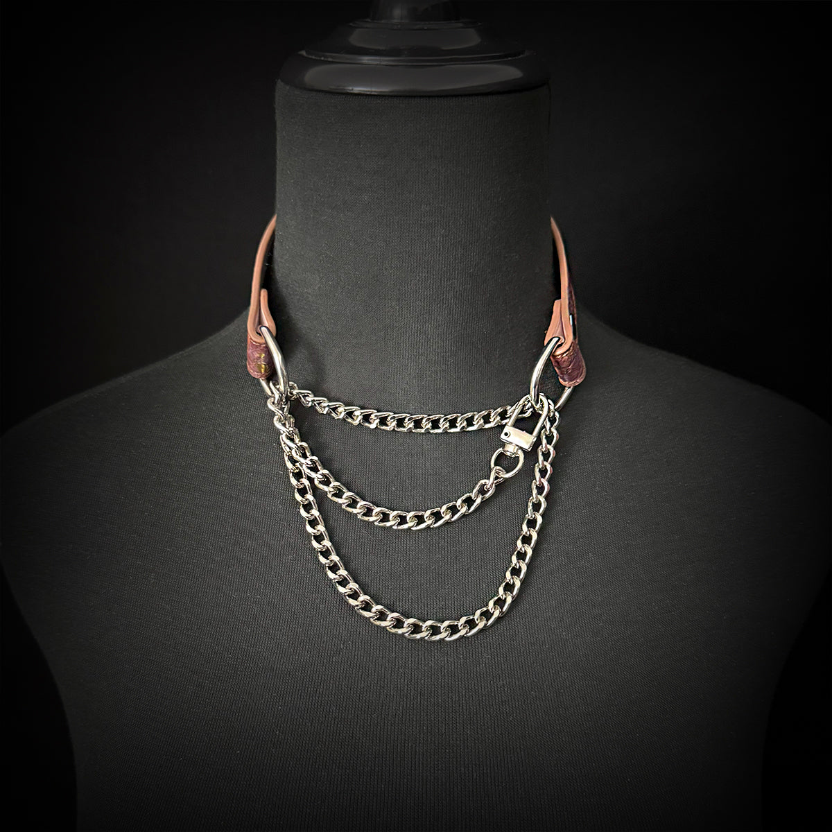 Daluse Gold Spotted Purple Orange Snake Pattern Leather Collar Single Titanium Steel Chain Versatile Fashion Choker Necklace