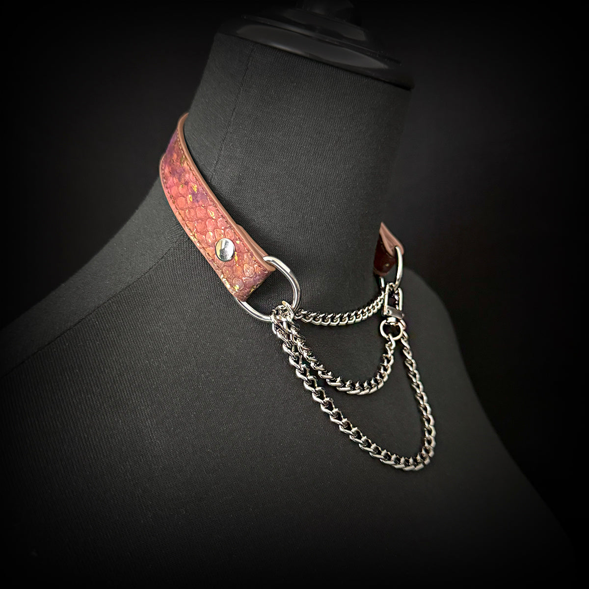 Daluse Gold Spotted Purple Orange Snake Pattern Leather Collar Single Titanium Steel Chain Versatile Fashion Choker Necklace