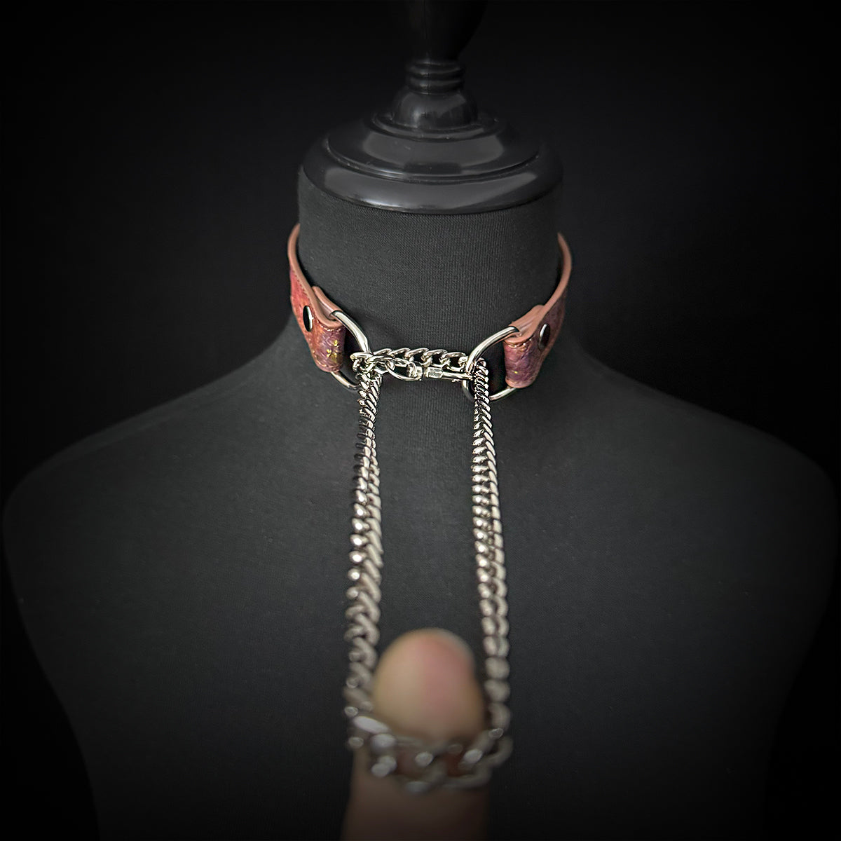 Daluse Gold Spotted Purple Orange Snake Pattern Leather Collar Single Titanium Steel Chain Versatile Fashion Choker Necklace