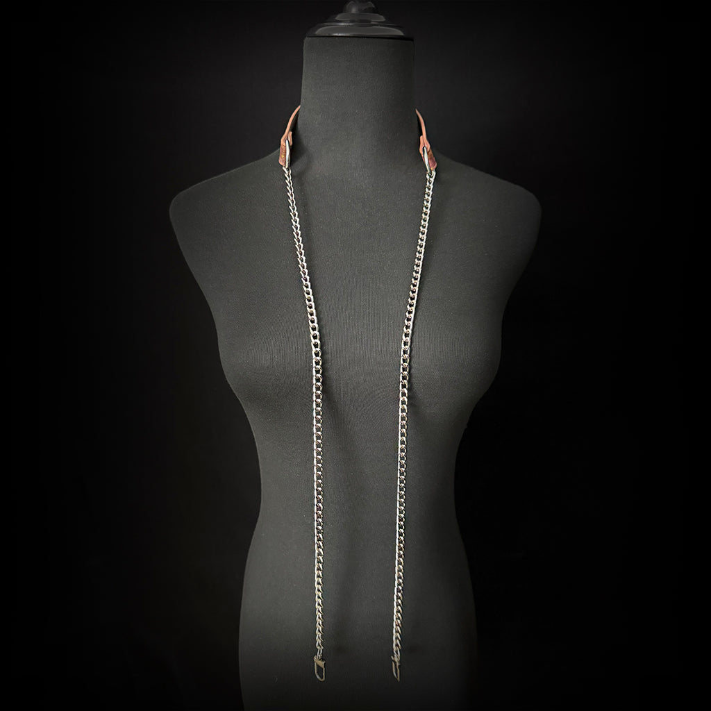 Daluse Gold Spotted Purple Orange Snake Leather Choker Double Titanium Steel Chain Adjuster Collar Necklace