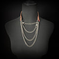 Daluse Gold Spotted Purple Orange Snake Leather Choker Double Titanium Steel Chain Adjuster Collar Necklace