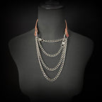 Daluse Gold Spotted Purple Orange Snake Leather Choker Double Titanium Steel Chain Adjuster Collar Necklace