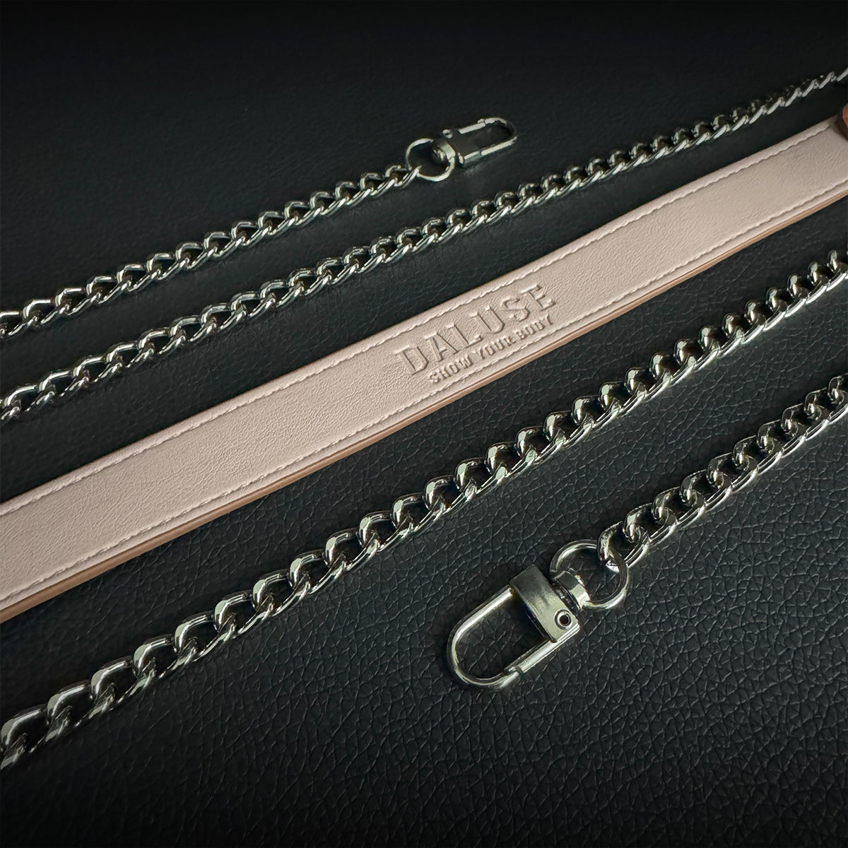Daluse Gold Spotted Purple Orange Snake Leather Choker Double Titanium Steel Chain Adjuster Collar Necklace