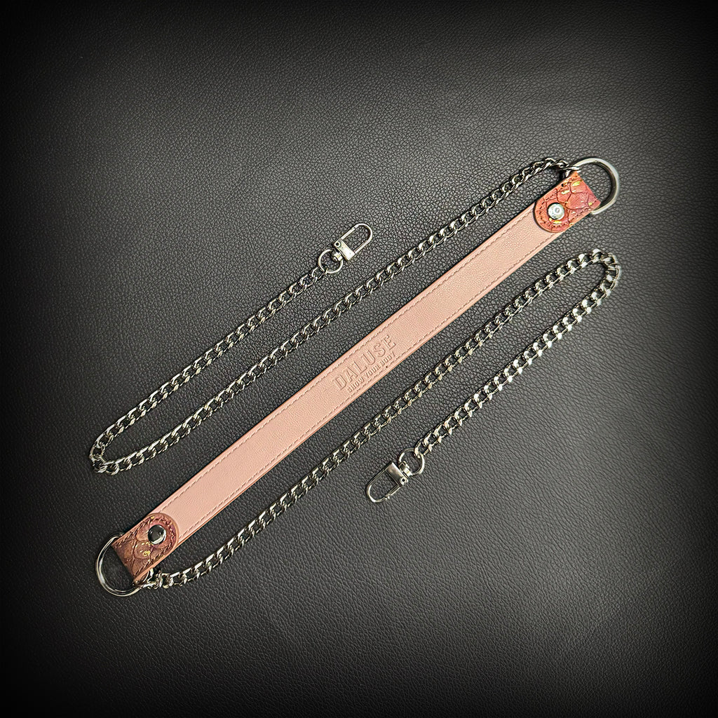 Daluse Gold Spotted Purple Orange Snake Leather Choker Double Titanium Steel Chain Adjuster Collar Necklace
