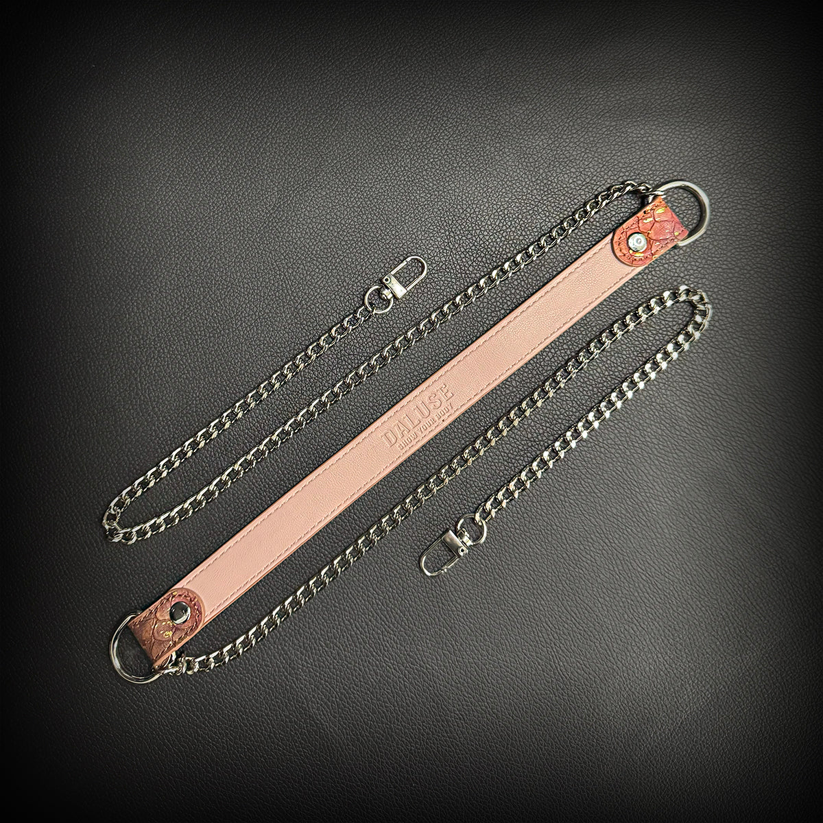 Daluse Gold Spotted Purple Orange Snake Leather Choker Double Titanium Steel Chain Adjuster Collar Necklace